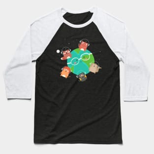 Cute animals in space - Friends stick together Baseball T-Shirt